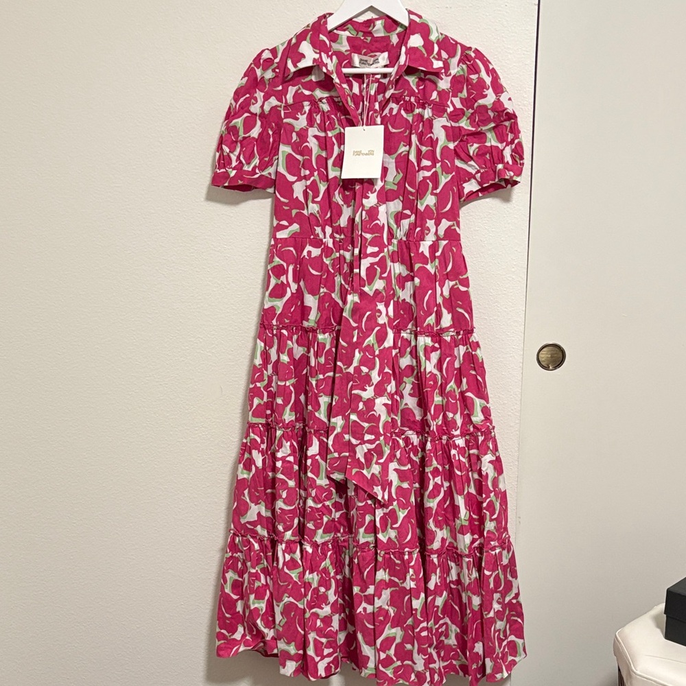 Diane Von Furstenberg Pink and White Floral Blouse